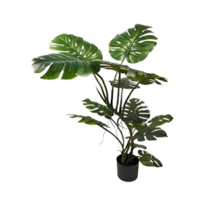 Decoración tropical sin esfuerzo. Monstera Vibrante Realista Tronco de Fibra de Vidrio, recubierto de Plástico, Hoja de Plástico con Silicona