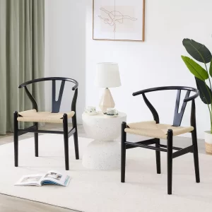 Imagen de la Silla Copenhague Negra T.N, con diseño escandinavo y colores variados, inspirada en la icónica Wishbone de Wegner.